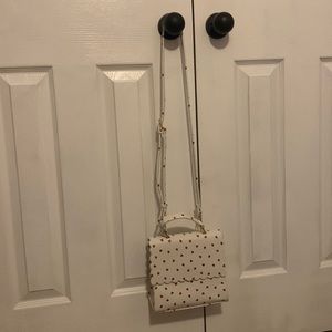 White and red heart adjustable crossbody bag